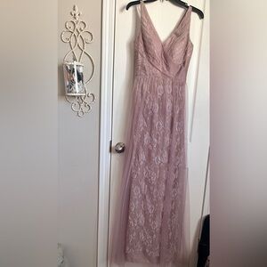 Belsoie by Jasmine Bridal Lace & Tulle Formal Gown - Size 2 - Dusty Mauve